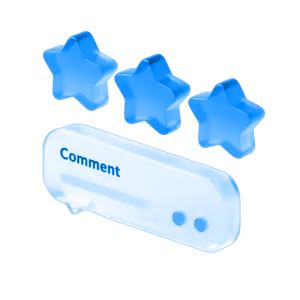 rating review blue glass star row above comment text box small